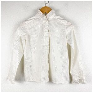 Bonpoint White & Gold Polka Dot Ruffle Button Down‎ Size 8